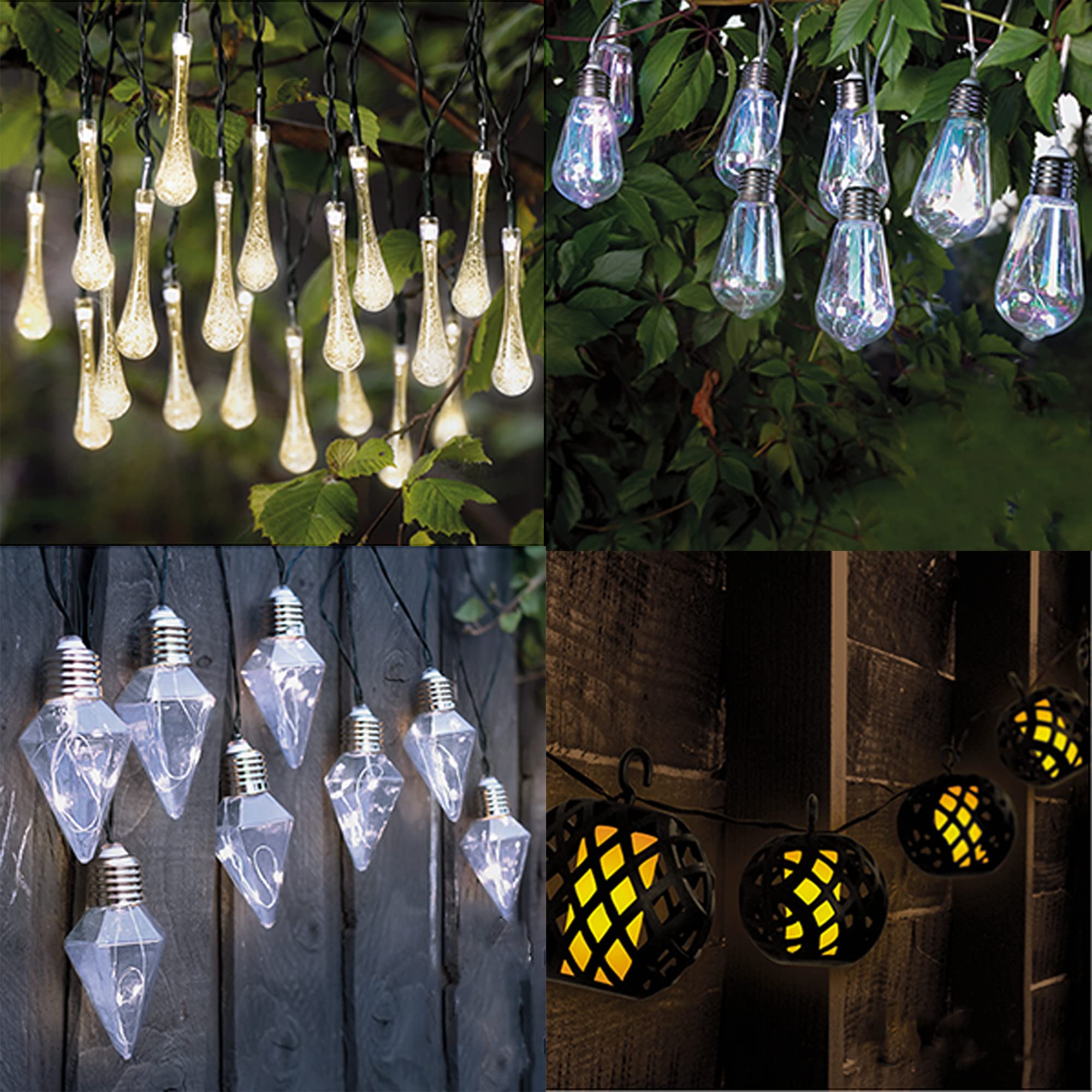 URBNLIVING 8,10,20 Pcs Solar Powered Led String Lights for Outdoor Garden Party Patio Fence (Moroccan Flame Effect)