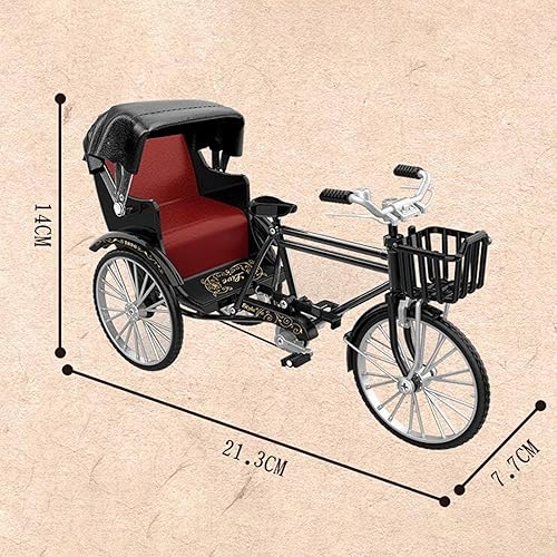Miniatura 2 de Modelo de triciclo de estilo chino a escala 1/12, juguete Rickshaw de tres ruedas, adorno de paisaje de construcción, estatua en miniatura para