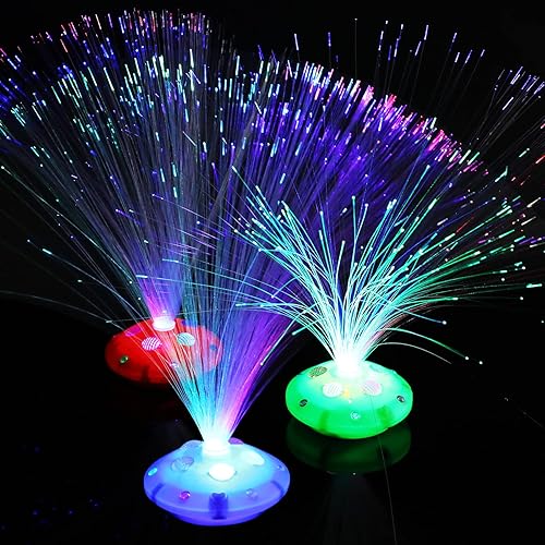 Miniatura 3 de Retisee 24 piezas de lámpara de fibra óptica de Halloween, centro de mesa, luces ópticas multicolores alimentadas con base de cono, cristales
