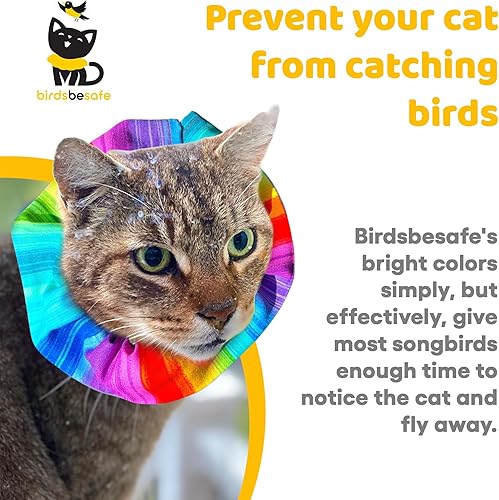 Miniatura 2 de Birdsbesafe® Funda para collar de gato para pájaros, collar de gato con advertencia de pájaros, científicamente probado para ayudar a evitar que tu