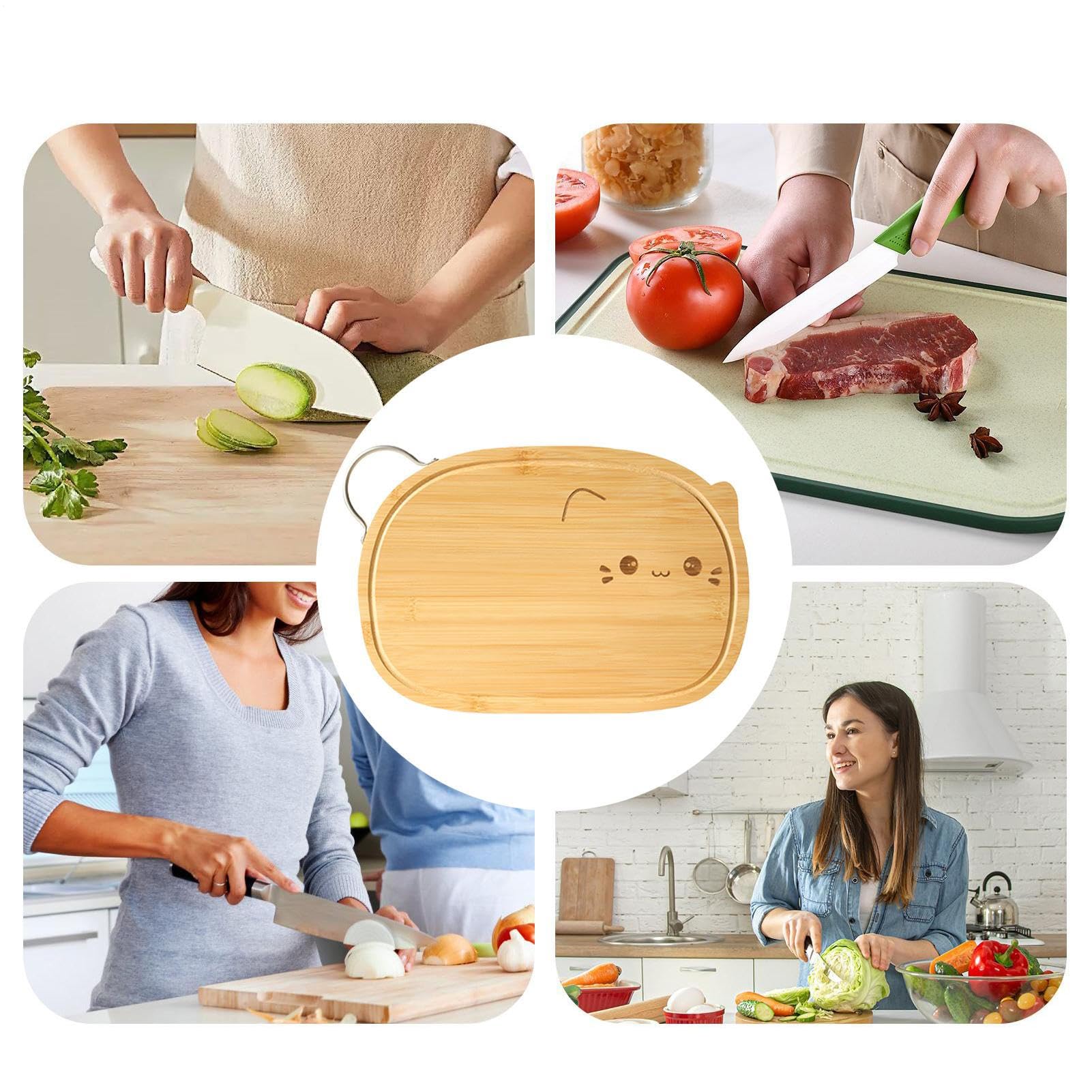 Tagliere In Legno - Tavola Da Frutta Con Maniglia,Accessorio Da Cucina Scanalato Doppio Lato Per Ristorante Campeggio Esterno Pasticceria Salumi