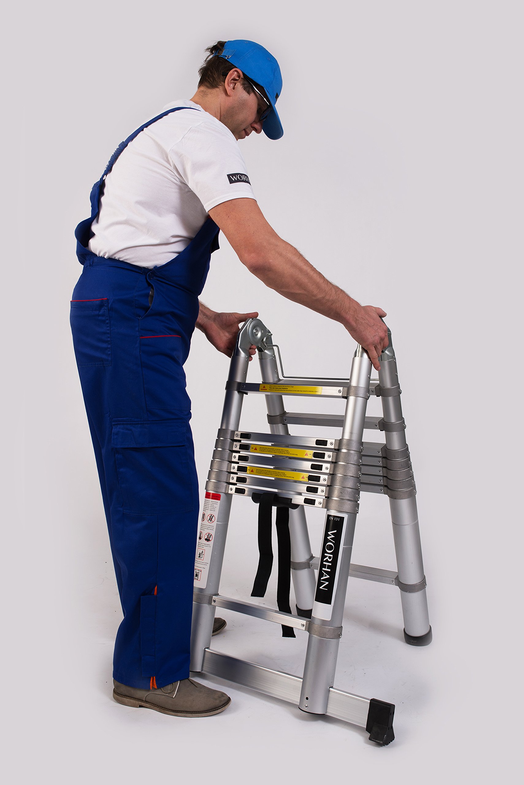 3.2m TELESKOPLEITER MIT ALUMINIUMRINGEN ANLEGELEITER KLAPPLEITER TELESKOP Leiter MULTIFUNKTTIONS Leiter 320cm AK3.2+Bag