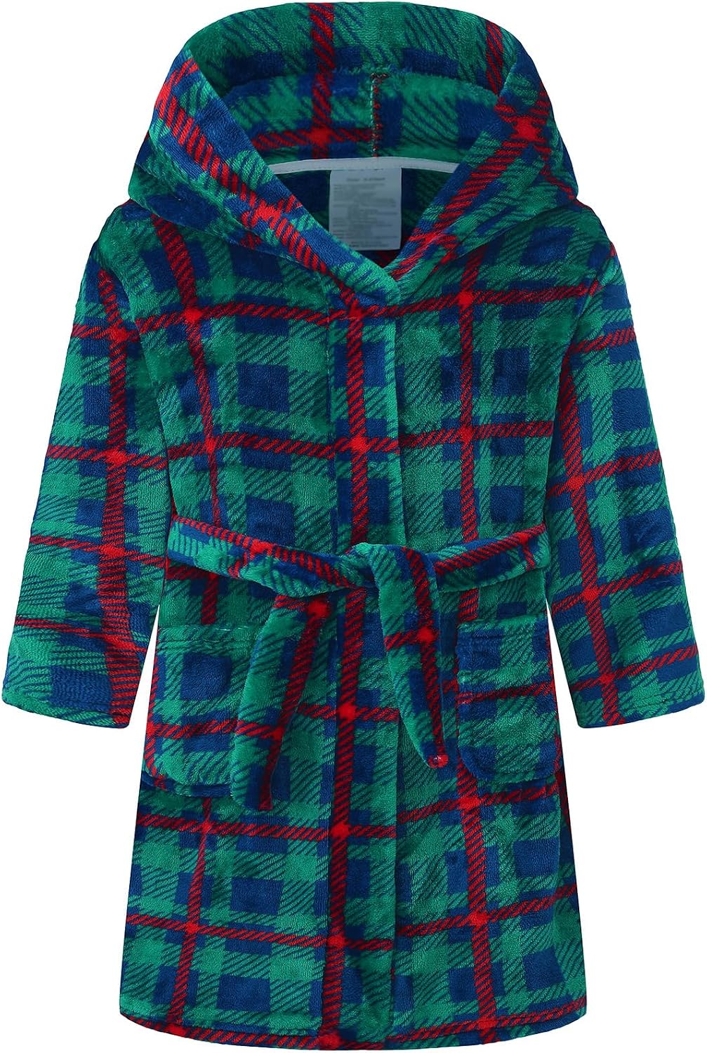 Boys Fleece Robe, Hooded Toddler Soft Fuzzy Bathrobe for Kids 2-16 Years