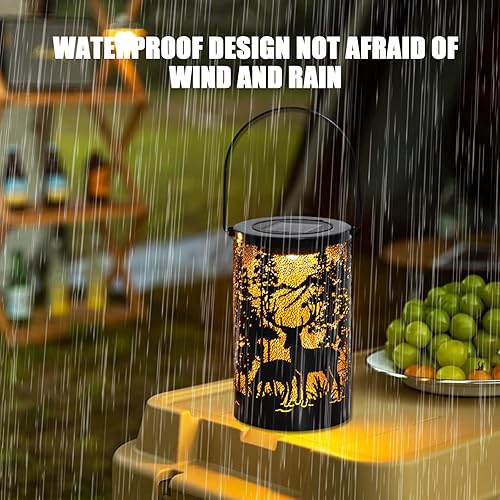 Miniatura 3 de Decoraciones de Navidad, farol solar de alce hueco para exteriores, luces solares para jardín, luces decorativas impermeables para patio,