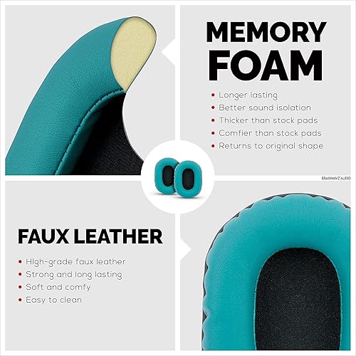 Miniatura 5 de BRAINWAVZ Almohadillas de repuesto para Sony MDR 7506, V6, CD900ST, almohadillas de espuma viscoelástica y adecuadas para otros auriculares en la