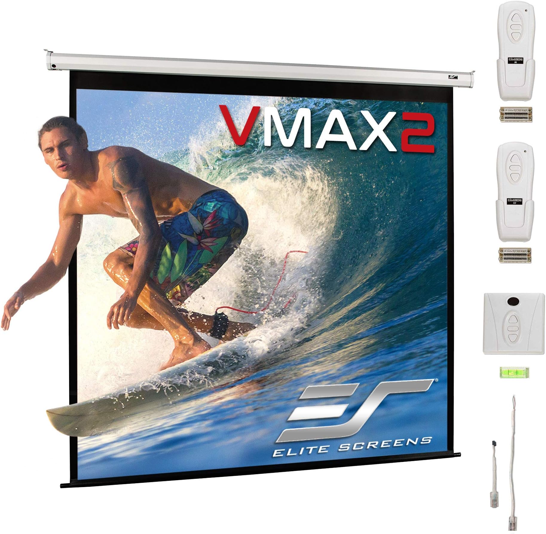 Elite Screens VMAX2, 136-inch 1:1, Wall Ceiling Electric Motorized Drop Down HD Projection Projector Screen, VMAX136XWS2