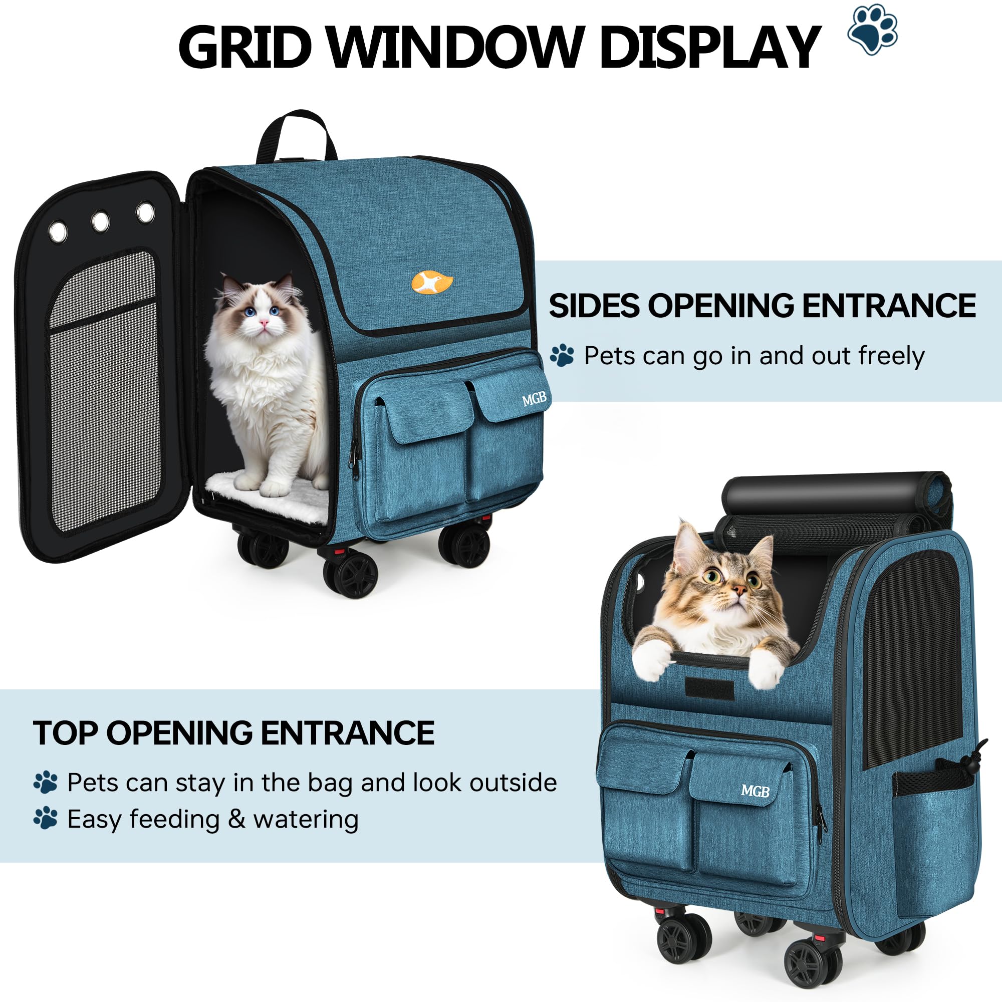 MGB Foldable Pet Carrier - Denim Blue -6