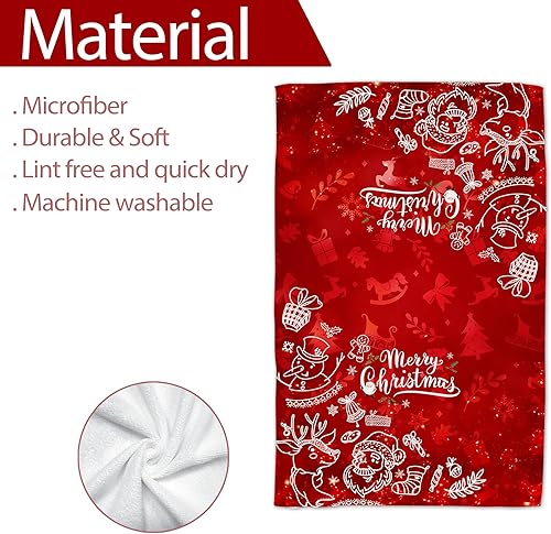 Miniatura 3 de Juego de 2 toallas de cocina de Navidad, diseño de muñeco de nieve con texto en inglés Let it Snow a cuadros, juego de 2 paños para la inauguración
