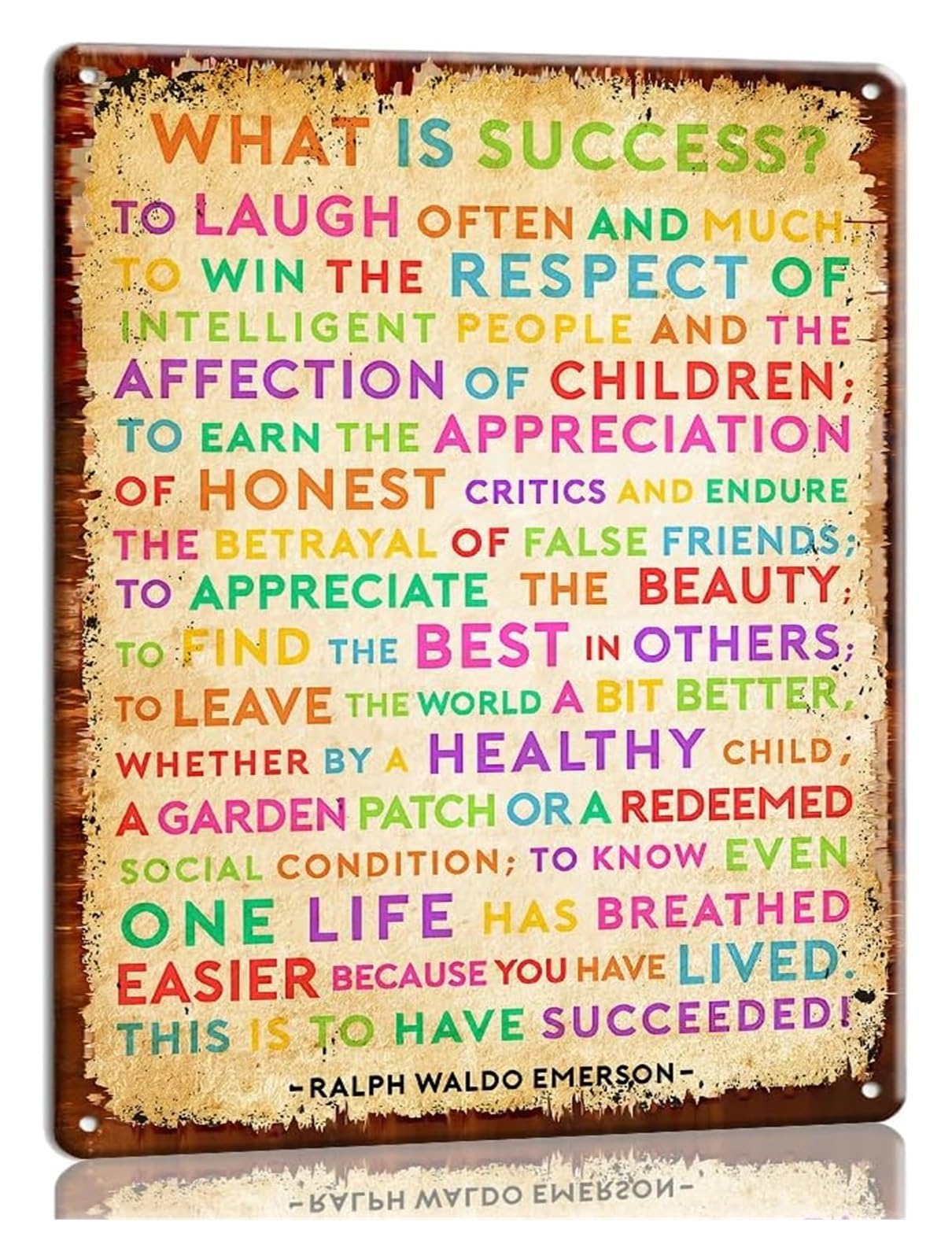 MQXFCZUX Metal Signs What Is Success To Laugh Often and Much Quote Wall-Art Inspirational Poster for Landscape Deco Living Room Painting for Panels Vertical Pictures