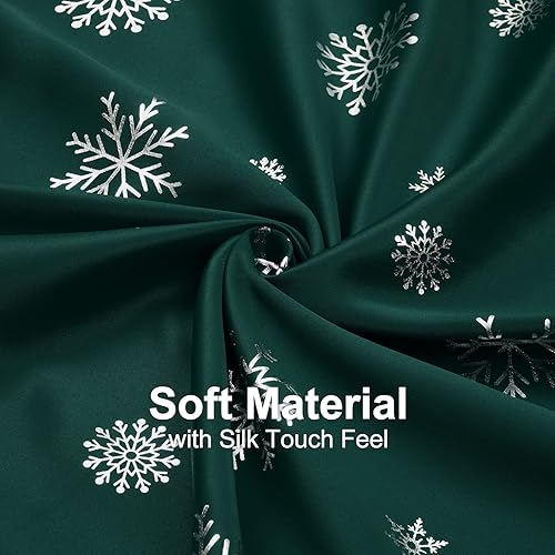 Miniatura 6 de FRAMICS Cortinas de Navidad con estampado de copos de nieve, cortinas opacas con aislamiento térmico para sala de estar y dormitorio, cortinas de