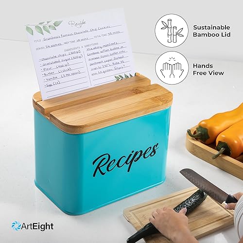 Miniatura 5 de Caja de recetas  Negro  Juego de tarjetas de recetas y caja de 4 x 6 pulgadas  Caja de tarjetas de recetas duradera con metal más grueso  Incluye 25