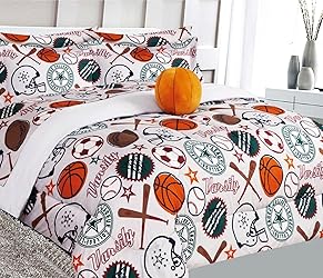 6 Piece Twin Size Toodler Kids Comforter Bed in a Bag Complete Bedding Set Girls Boys Sheets Set Pillow Sham and Decorative Pillowsham (Basketball)