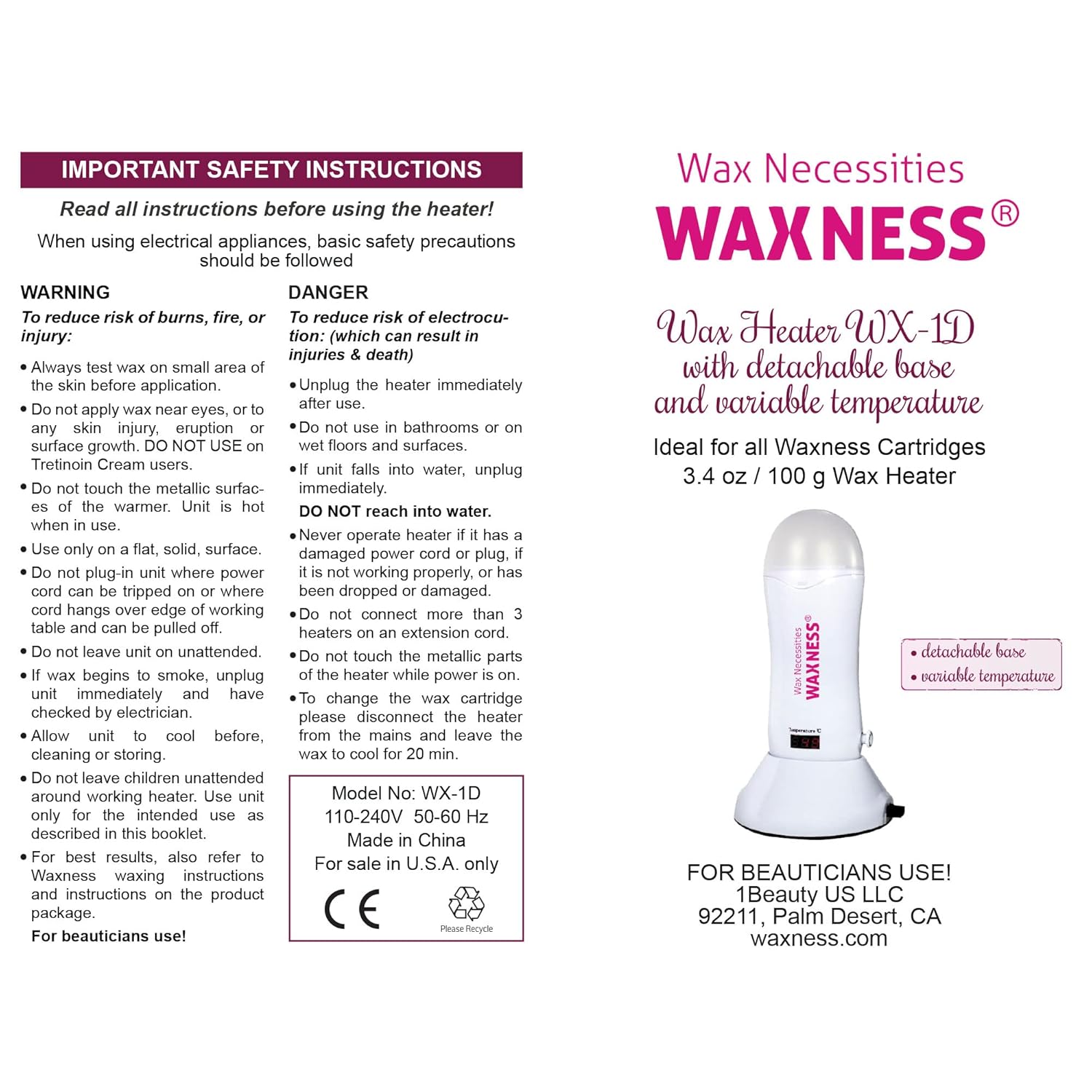 Waxness Digital Double Cartridge Wax Heater with Base WX-1D X 2