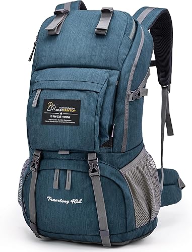 Miniatura 1 de MOUNTAINTOP Mochila de senderismo de 40L Mochila de viaje ligera para hombres y mujeres al aire libre camping mochilero con cubierta de lluvia