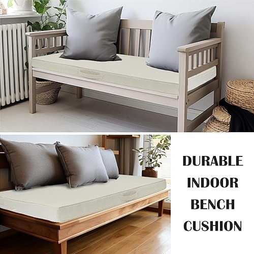 Miniatura 6 de SINUOLIN Cojín de banco de 42 x 18 x 3 pulgadas, de espuma viscoelástica, para asiento de ventana de bahía, para interiores y exteriores, para