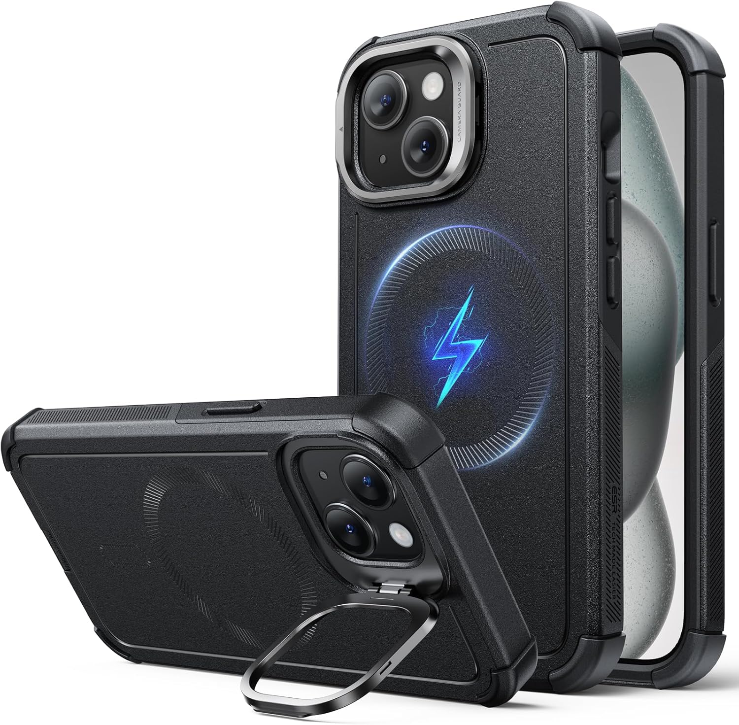ESR for iPhone 14 Pro Max Phone Case with Stand, 23ft Military-Grade Drop Protection Heavy Duty Magnetic Phone Case, Compatible with MagSafe Accessories, Cyber Series, Black