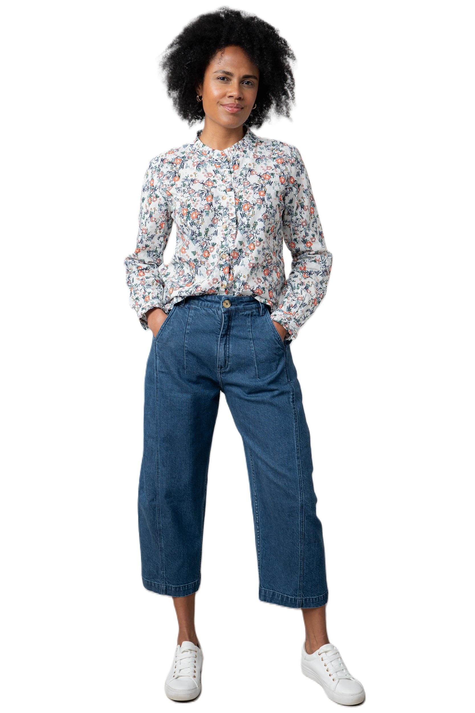 Lily & Me Rachel Organic Cotton Frill Blouse Ecru - 16 - Ecru
