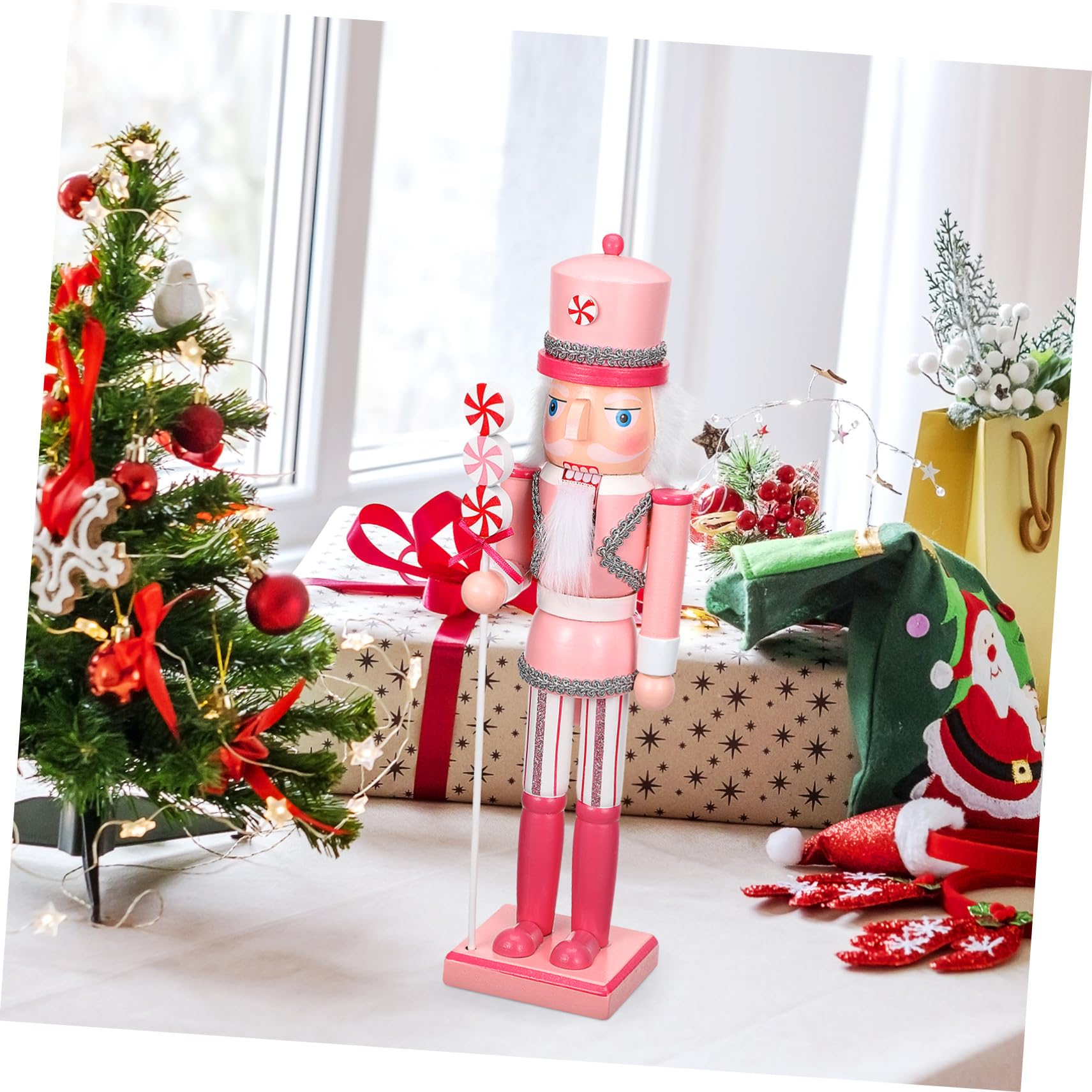 Drewniany Ozdobny Żołnierz Orzechowy Świąteczna Dekoracja Stołu i Domu Rzemieślniczy Nutcracker Boże Narodzenie Trwały i Szczegółowy Ornament