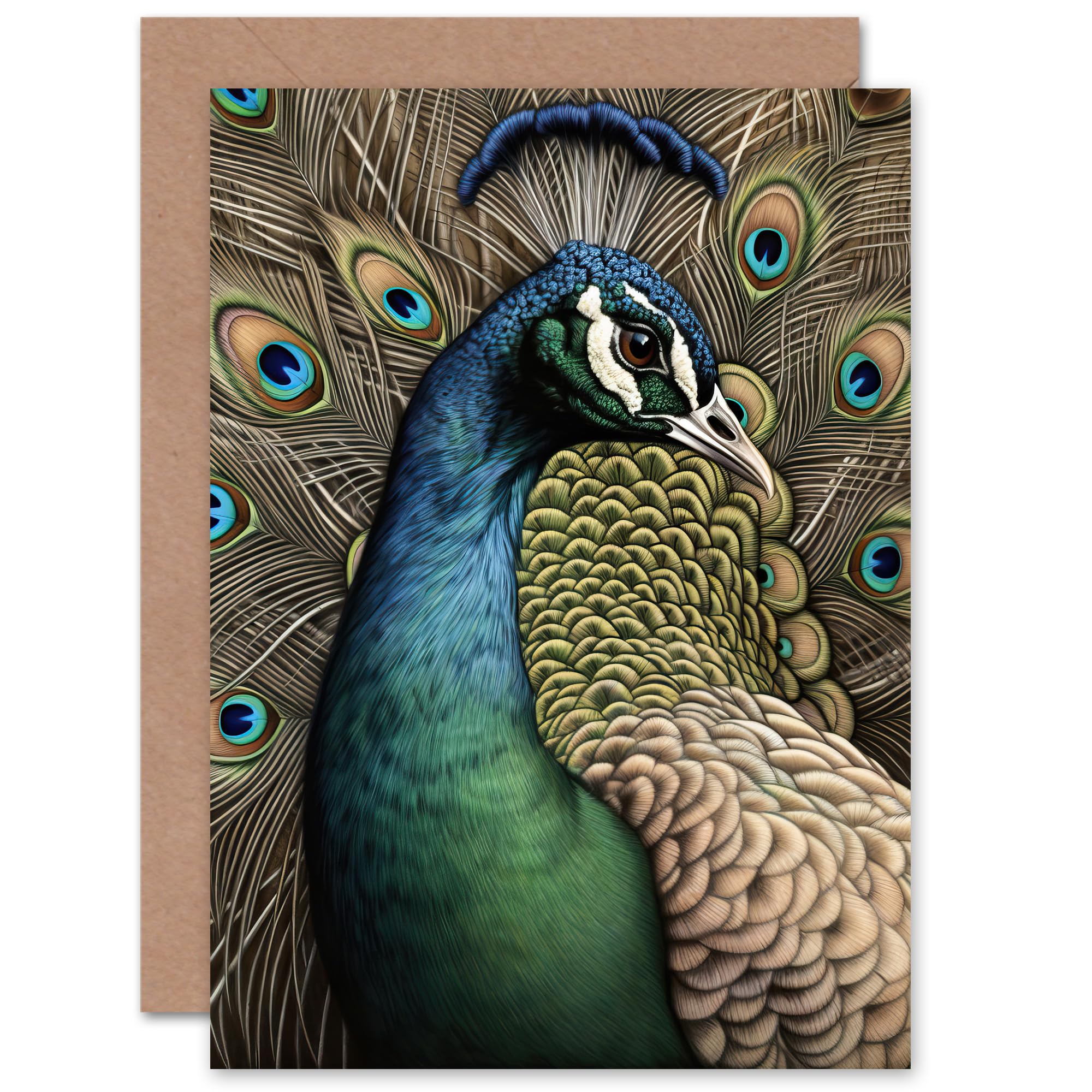 Artery8 The Curious Peacock for Wife Her Mum Sister Daughter Mom Gran Nan Birthday Thank You Congratulations Blank Art Greeting Card