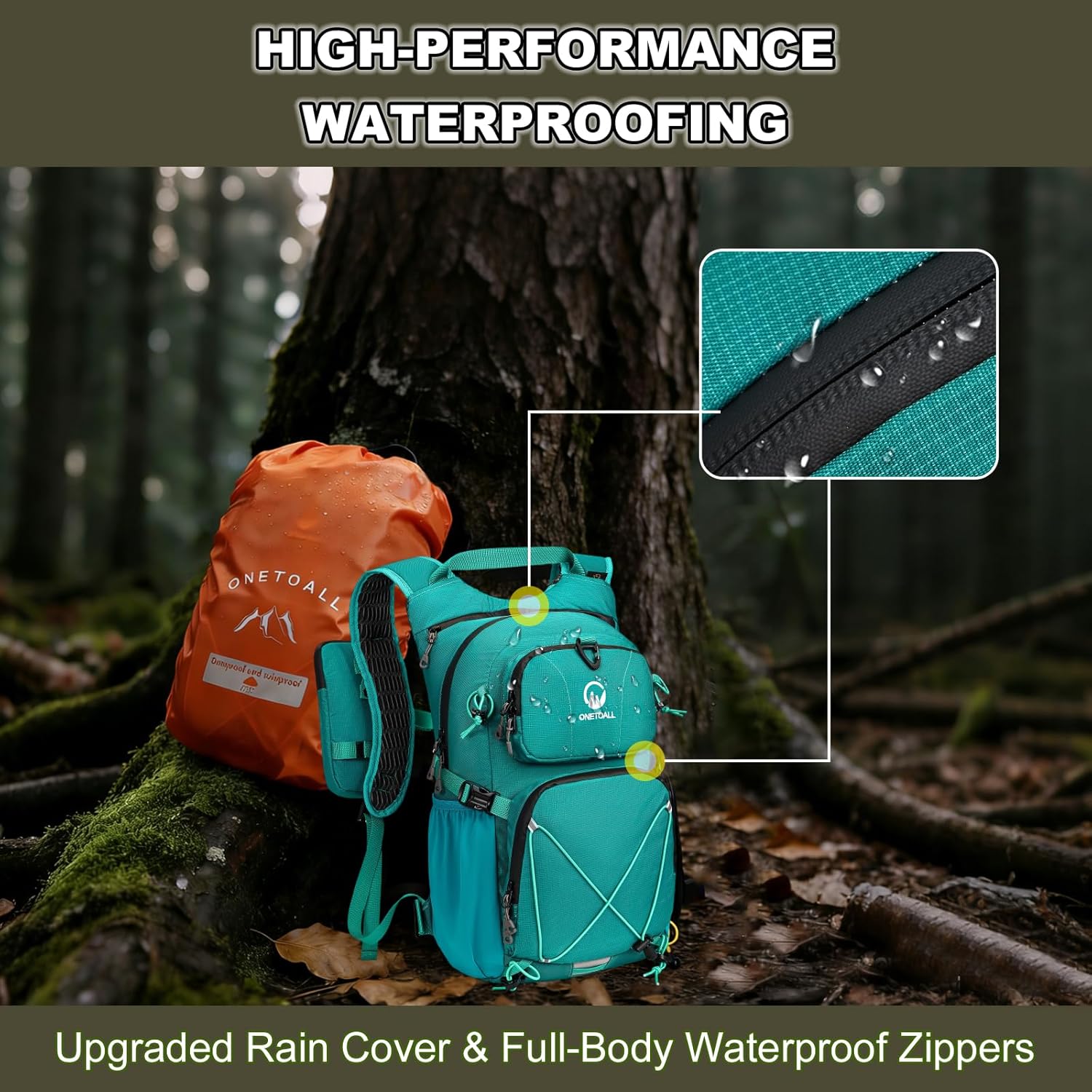 Hydration Backpack 22L, Hiking Backpack with 2L Leakproof Bladder, Sewn-in Rain Cover, Insulated Compartment for Men & Women Running, Cycling, Camping