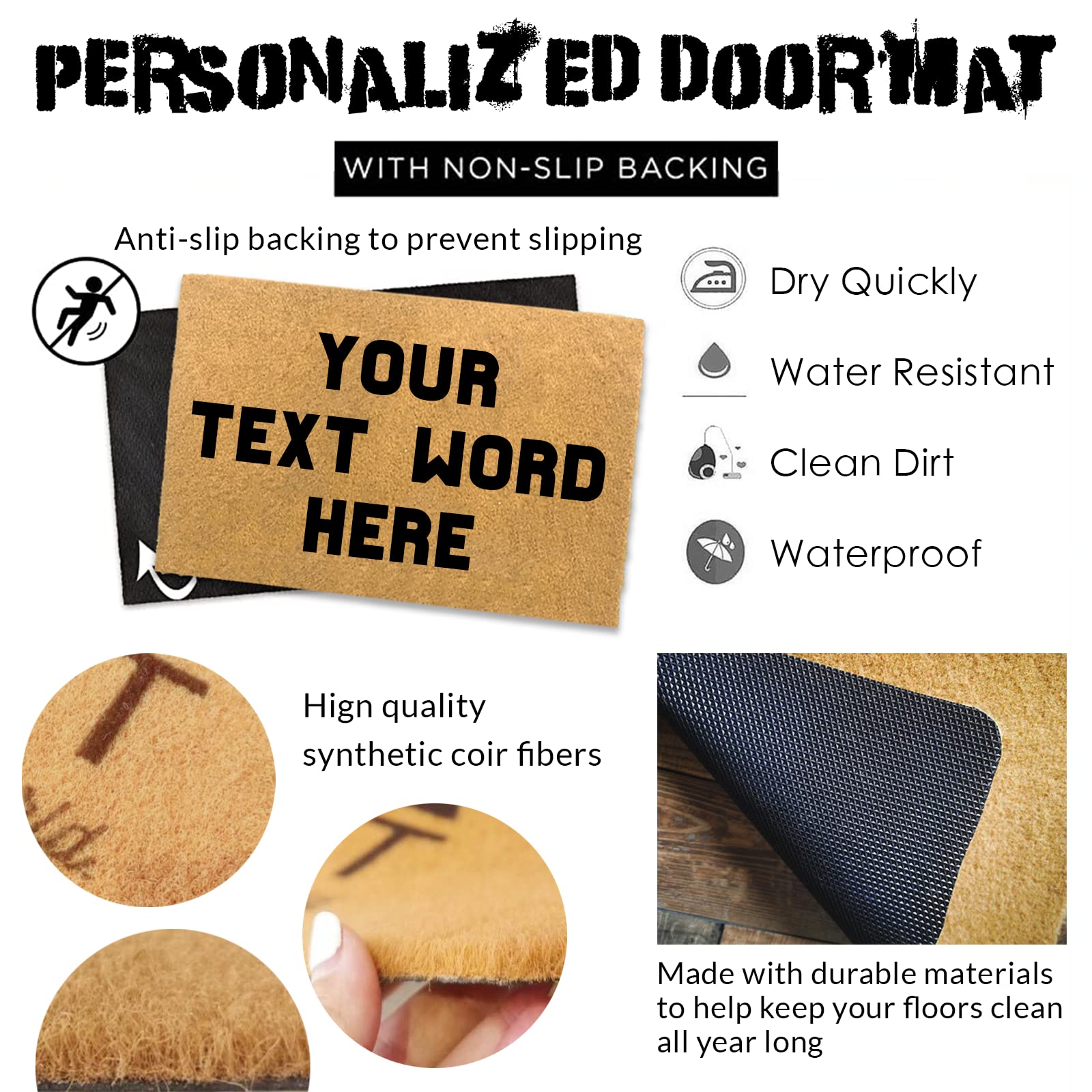 xrlsg Personalisierte Fußmatte Individuelle Fußmatten für die Haustür Terrasse oder den Eingangsbereich Monogrammierte Willkommen-Fußmatte Geschenk für Einweihungen Hochzeiten und Jubiläen