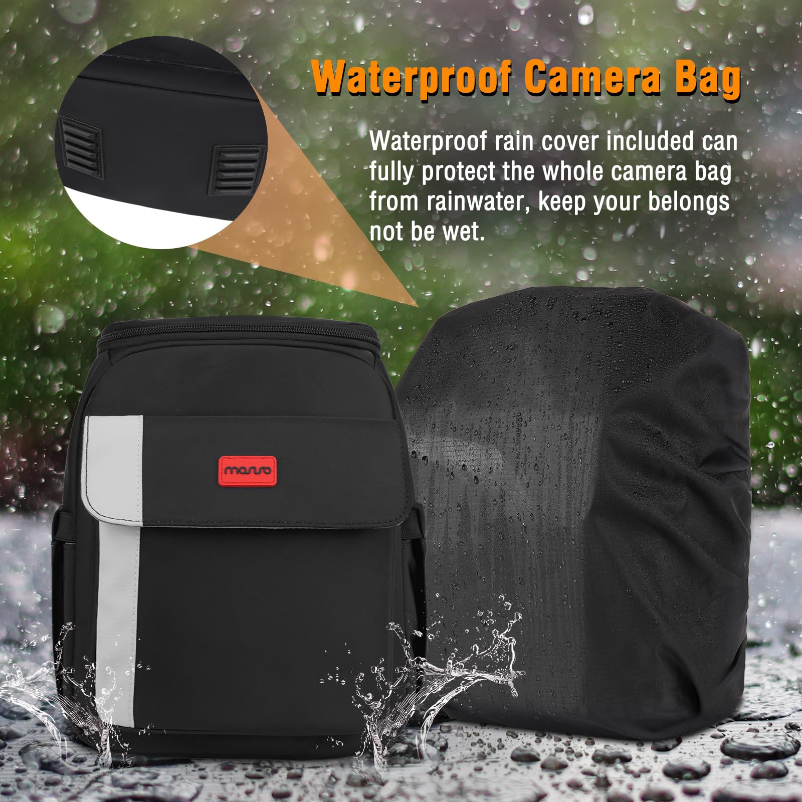 MOSISO Borsa Fotografica Piccola a Tracolla per Fotocamere | DSLR/SLR/Mirrorless, Custodia Imbottita con Tasca Frontale e Parapioggia, Borsa Fotografica per Canon/Nikon/Sony, Nero