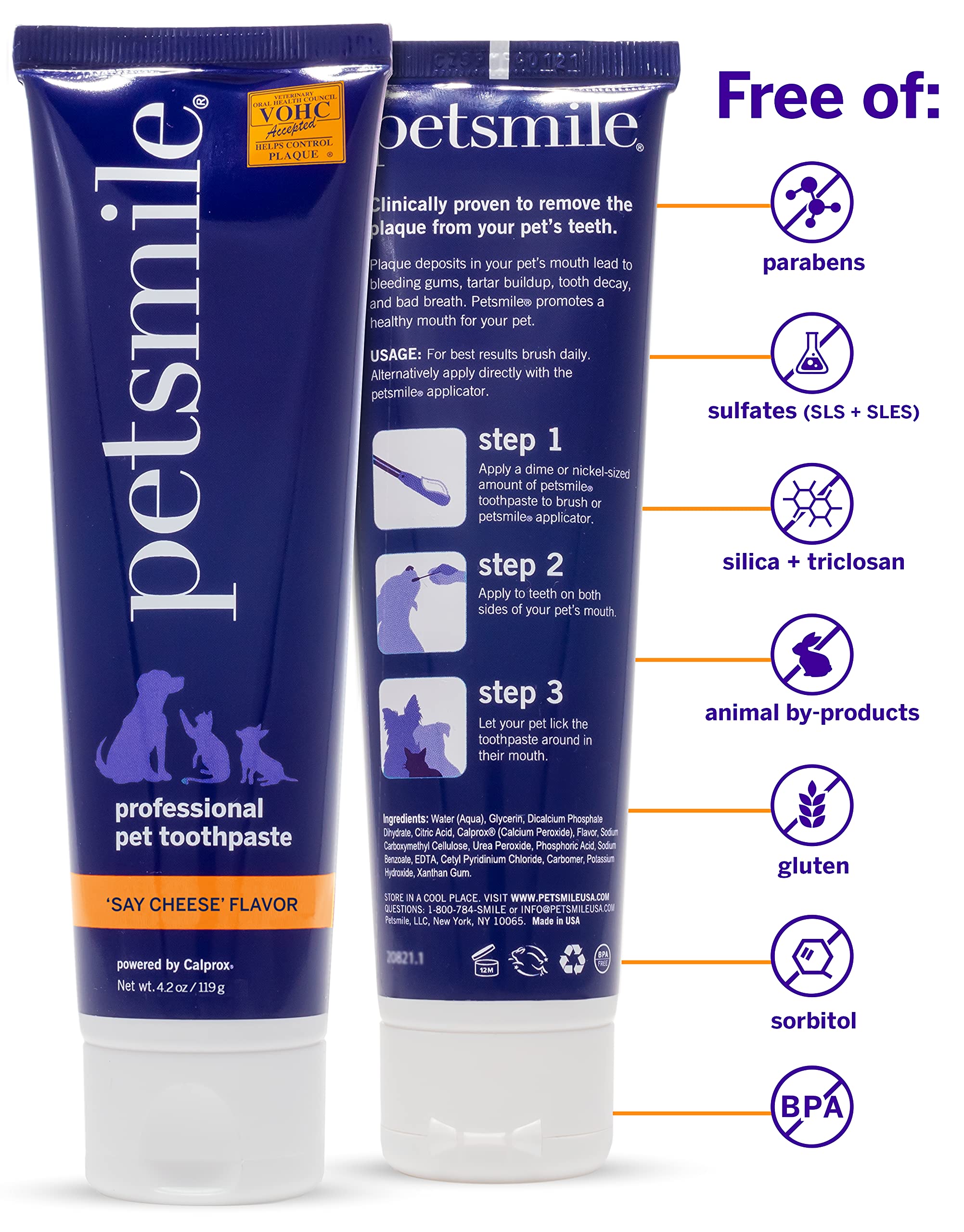 Petsmile Professional Pet Toothpaste for Cats & Dogs - Only VOHC Accepted Toothpaste - Clinically Proven to Control Plaque & Tartar Calprox Formula (Rotisserie Chicken, 2.5 Oz)