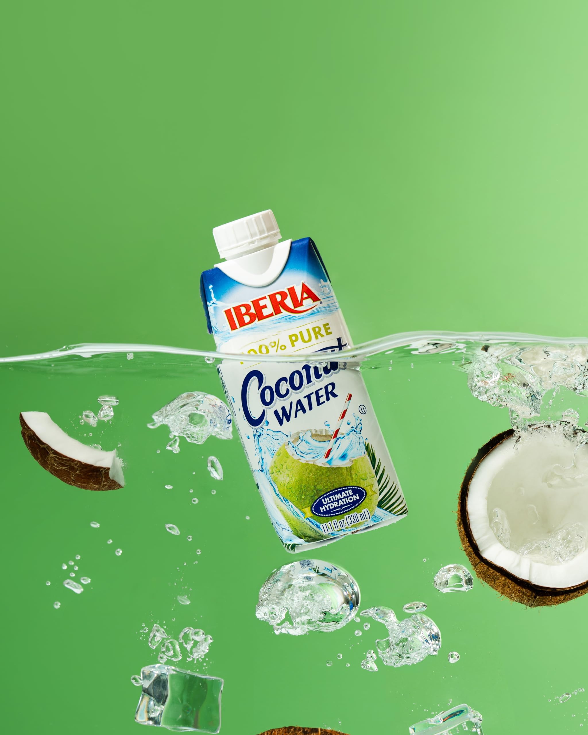 Iberia All Natural Coconut Water 11.1 fl oz (330ml) | 100% Pure Coconut Water | No Added Sugar or Preservatives | Refreshing Hydration Drink | Pack of 24