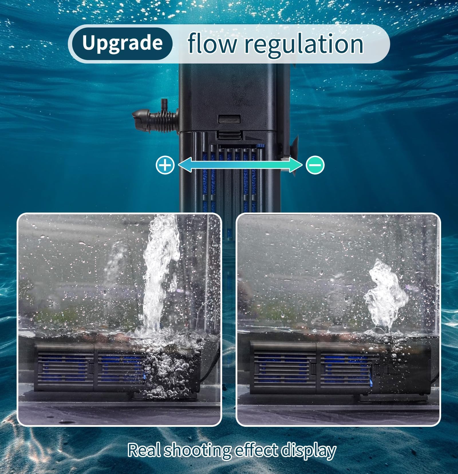 Tararium Filtro Interno Sumergible para Acuario 100-350L con Bomba Agua 1000L/H y Caudal Ajustable. 4 en 1 de Filtración Biológica por Esponja Ultra Silencioso para Agua Dulce y Salada