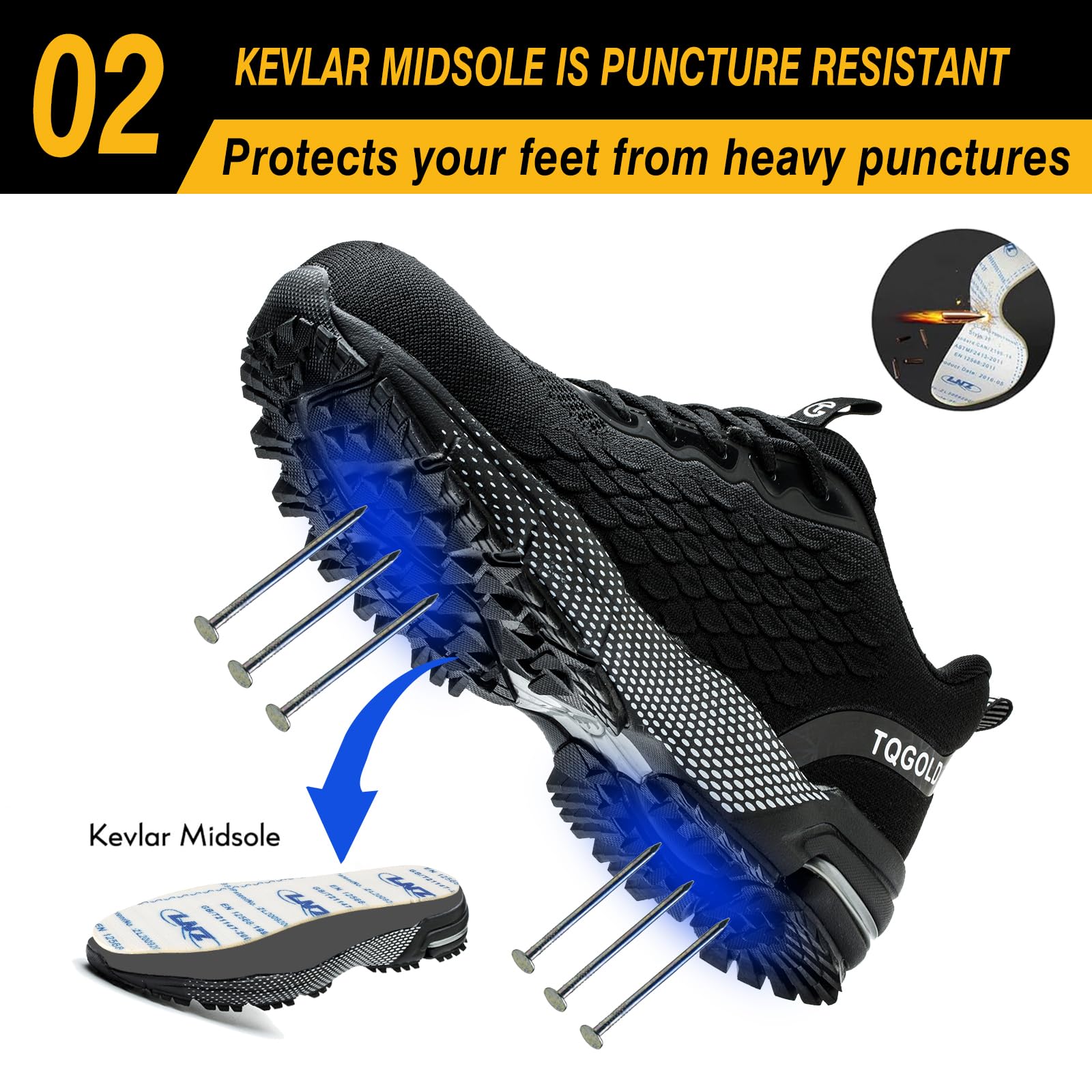 AONEGOLD Sicherheitsschuhe Herren Arbeitsschuhe Damen Leicht Stahlkappenschuhe rutschfest Atmungsaktiv Stahlkappe Sportlich Schutzschuhe Gr.36-48EU