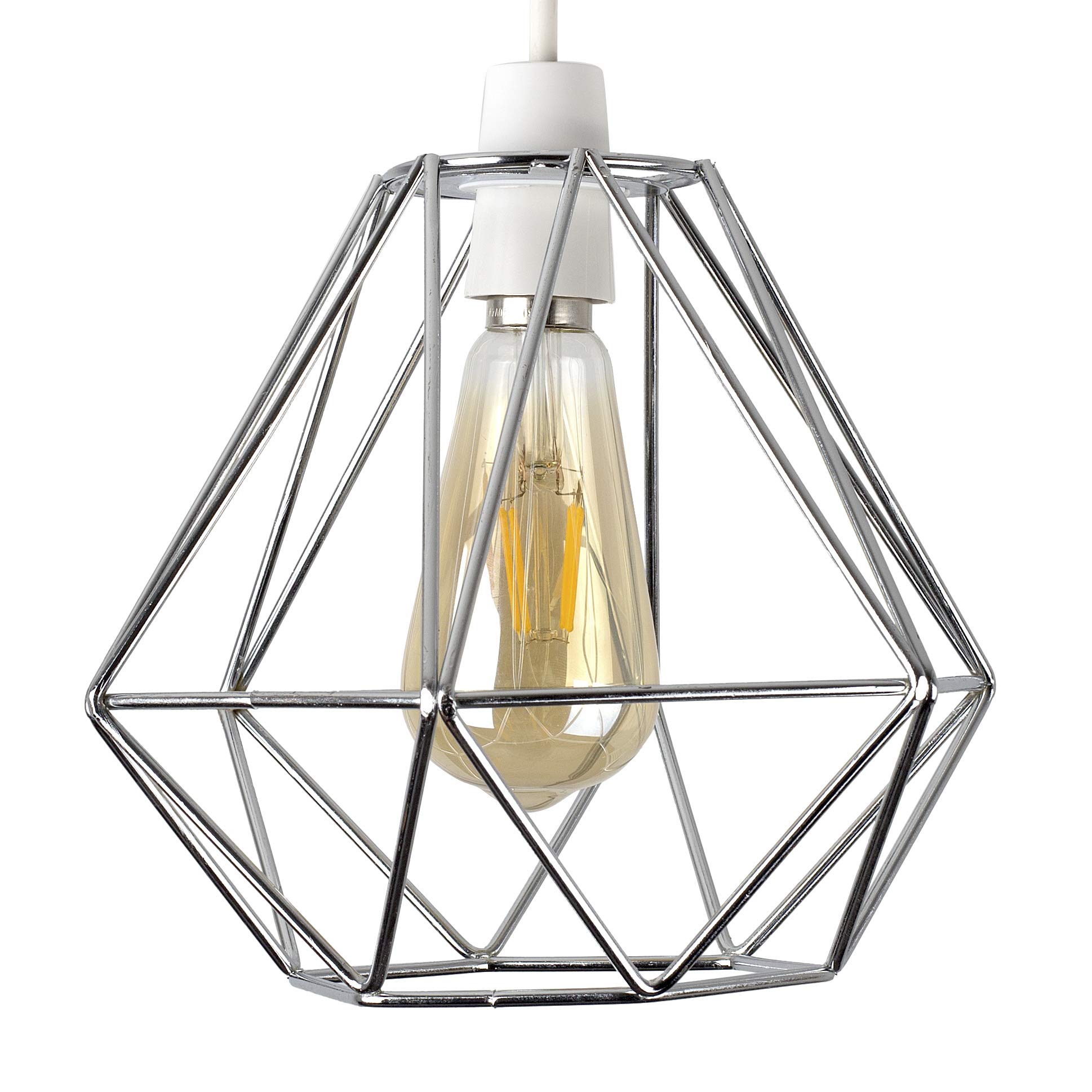 Minisun Chrome | Retro Style Basket Ceiling Light Shade | Pendant Lights, Home Décor & Improvement Essential | Includes 4W Led Bulb [2700K Warm White] | 23.5Cm Shade Width