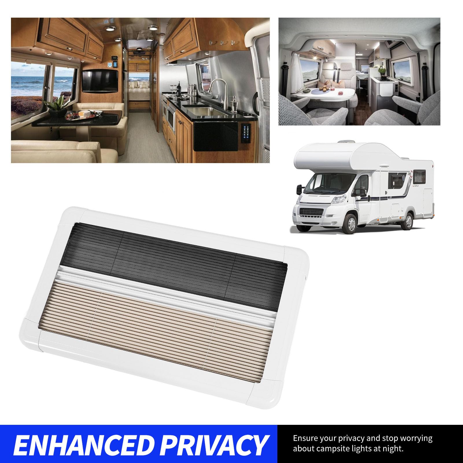 Wohnmobil-Fensterrollo, blockierend, Wärmeisoliert, Sichtschutz, Wohnmobil-Innenfenster-Rollo, 61 X 30,5 cm, für Wohnwagen, Wohnmobil
