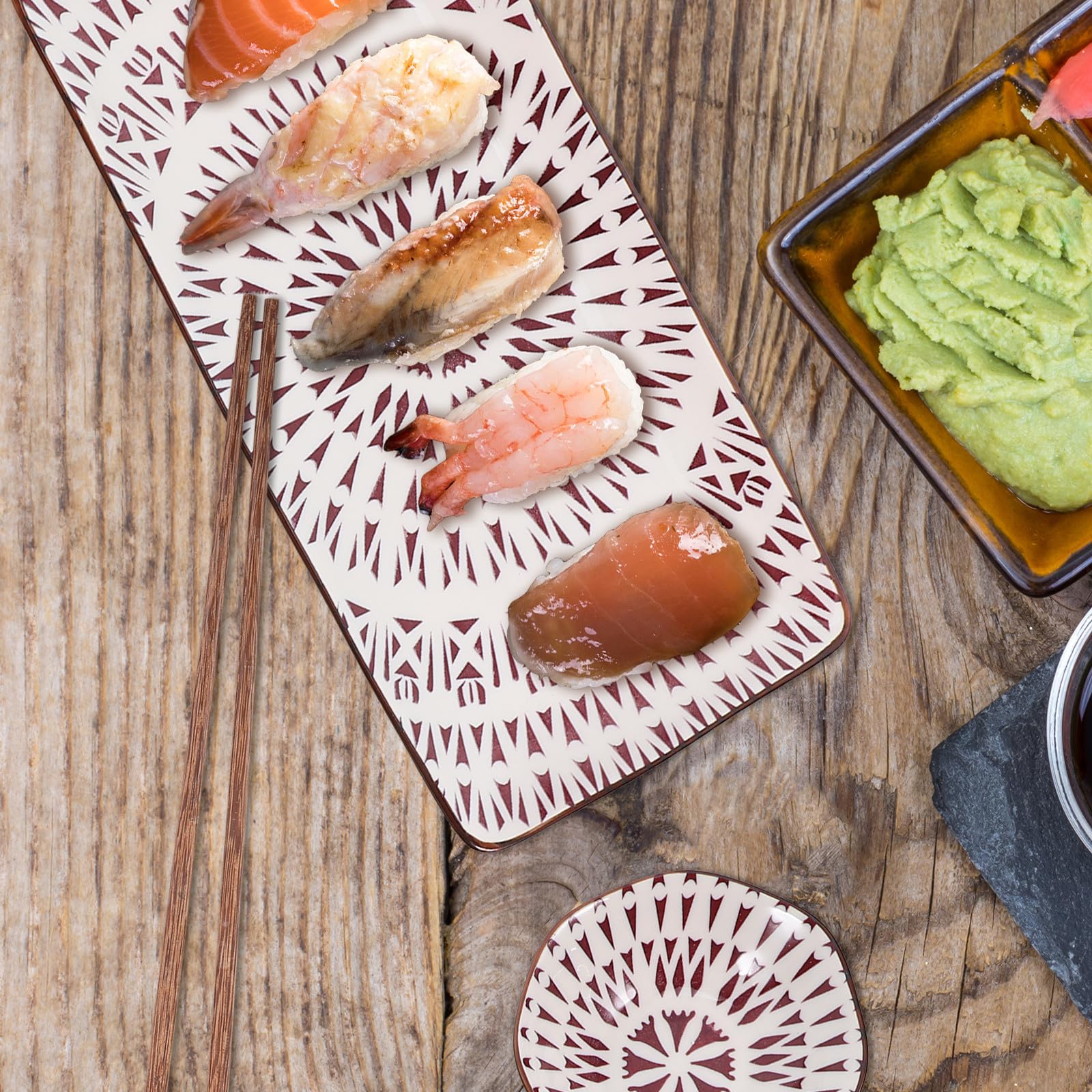 TOYANDONA Set de 2 Assiettes à Sushis en Céramique pour Restaurant