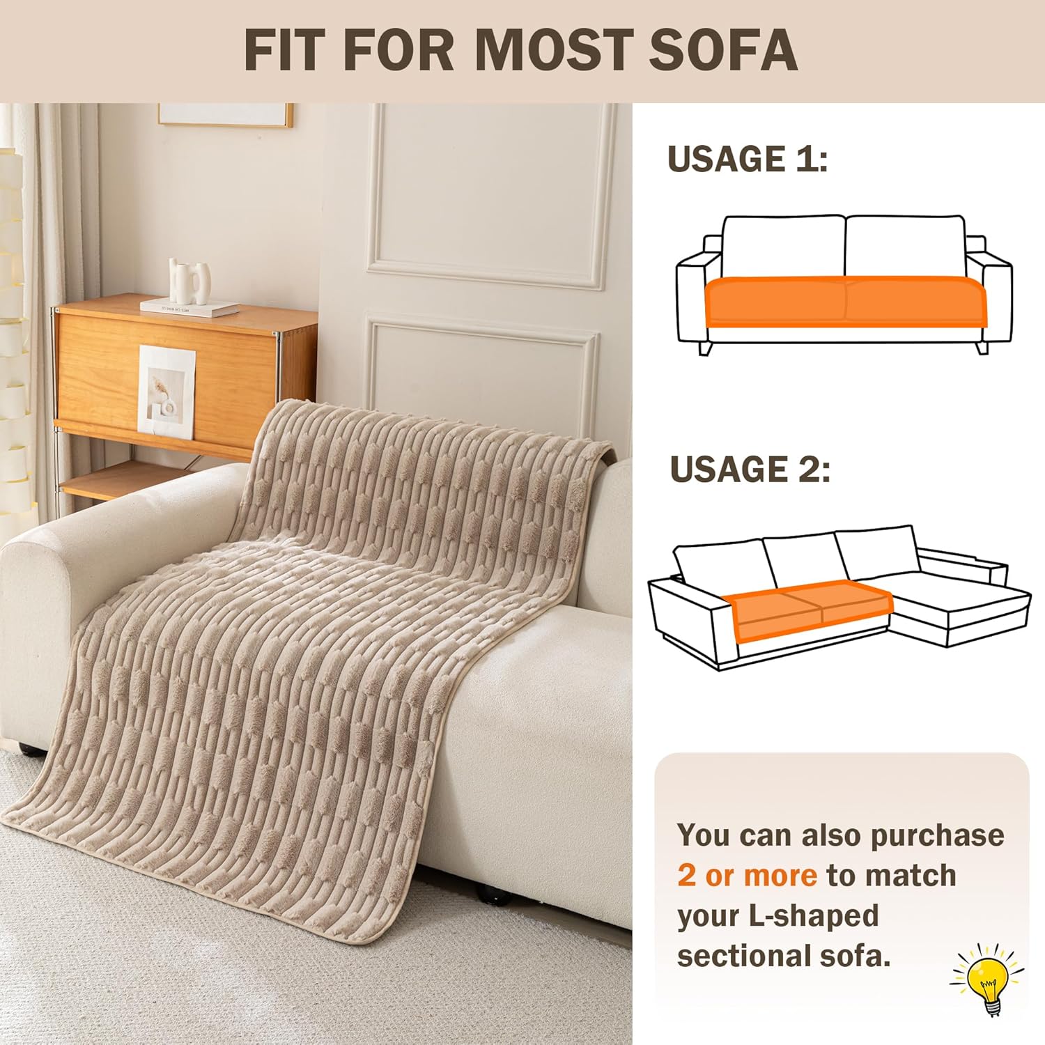 MEETSKY Love Seat Couch Covers, 100% Waterproof Couch Cover for Sofa, Dog Couch Covers for Sectional Sofa, Anti Slip Sofa Covers for Pets,Sofa Slipcovers, Dog Mat for Couches, Khaki, 35"x 63"