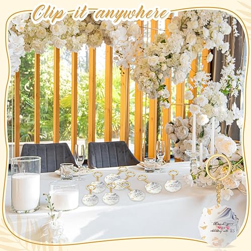 Miniatura 4 de Kigeli 24 Pcs Thank You Acrylic Gold Foil Wedding Keychain Favors Bulk Cute Key Chains Wedding Favors for Guests Keychain Charms Gifts for Women