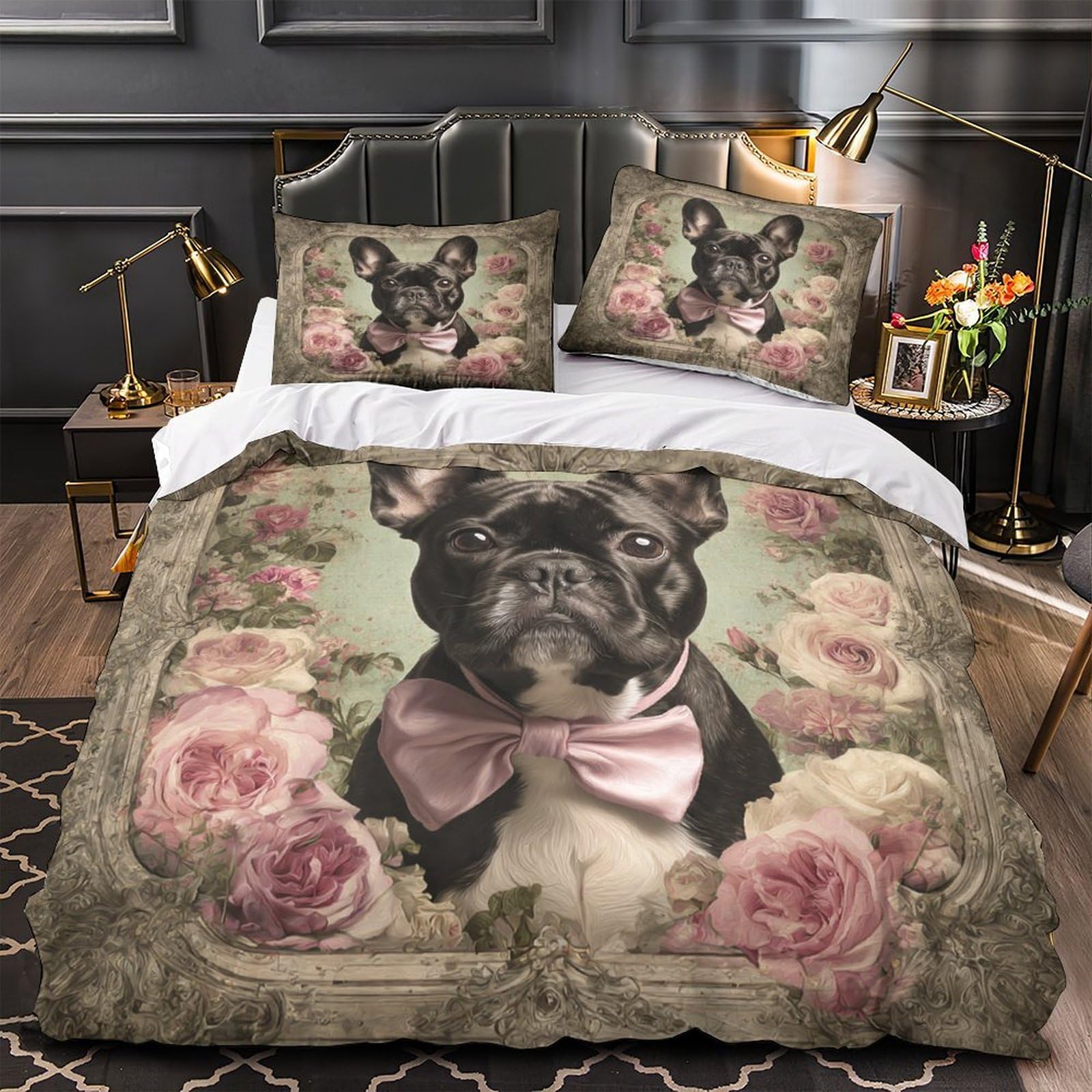Parure king size motif chien de la forêt en microfibre haut de gamme 3D