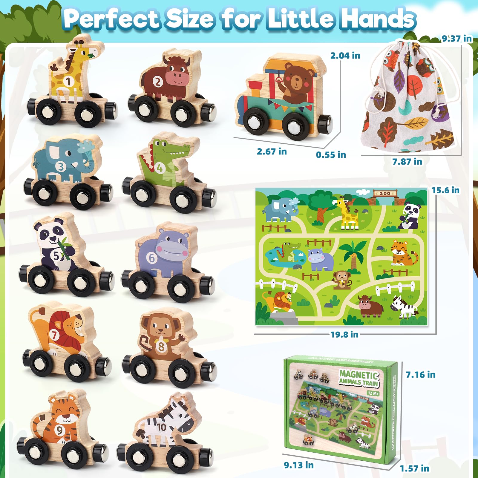 Montessori 1 2 3 Anni, Regalo Bambino 1 Anno Gioco Bambino 2 Anni Giochi Educativi regalo per bambino e bambina 2-3-4 anni giocattolo per bambini trenino magnetico giocattolo in legno 2-3 anni