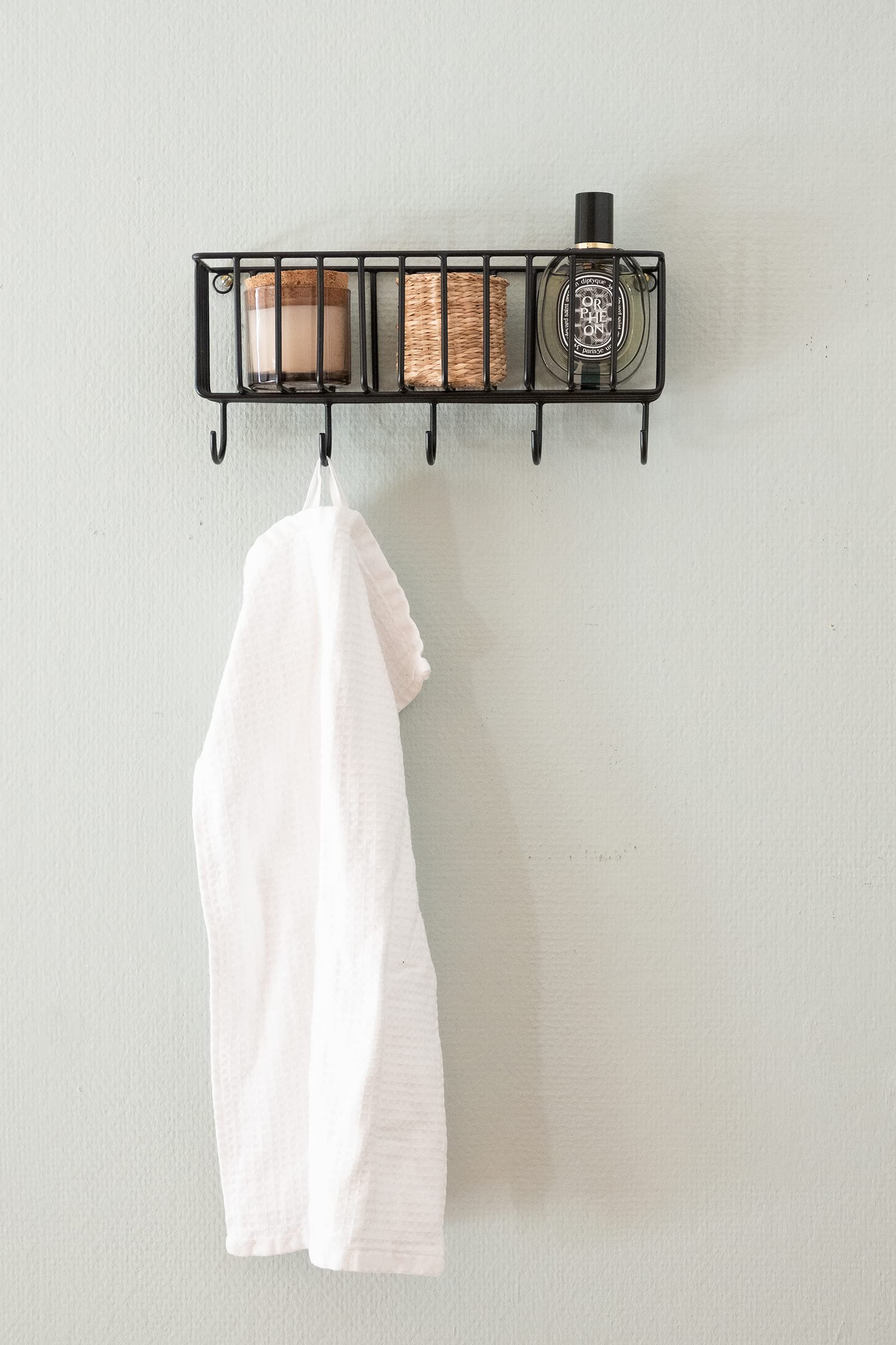 Cesta de almacenamiento Fynn con gancho negro de 30 x 13 cm, soporte para utensilios de cocina, estante para especias