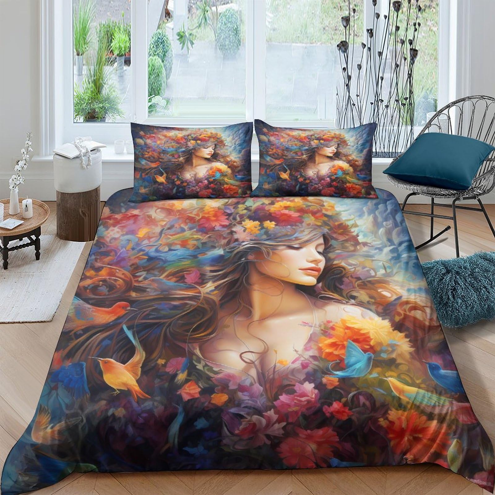 Housse de couette elfe 3D 200x200cm en microfibre douce avec 2 taies d'oreiller
