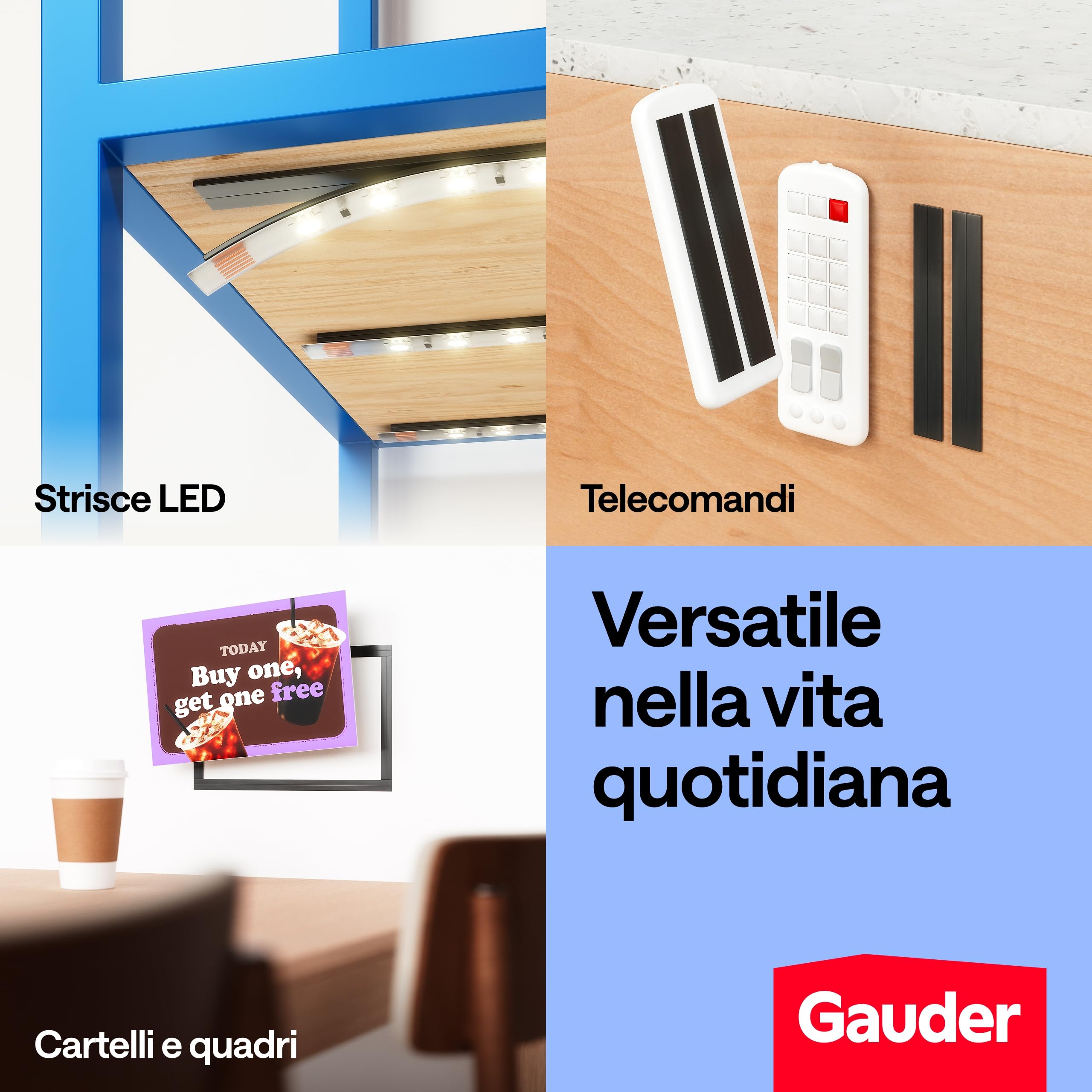 GAUDER Nastro Magnetico A+B per Zanzariere - Strisce Magnetiche Autoadesive con Forte Attrazione Reciproca - Nastro Magnetico con Contropartita & Adesivo Potente (1+1 m)
