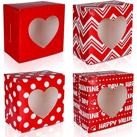 Whaline Valentine's Day Heart Treat Boxes with Window
