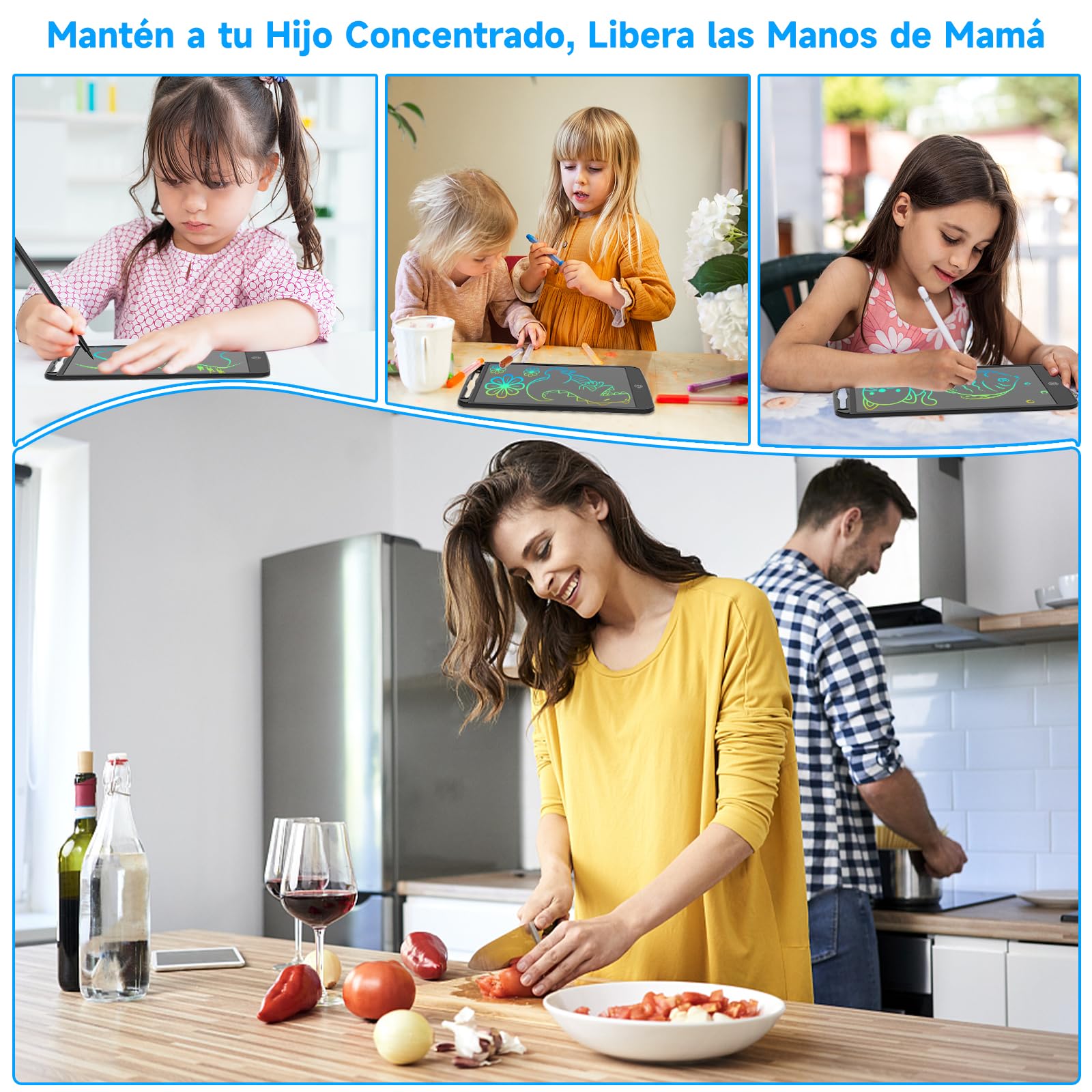 Tableta de Escritura LCD 10 Pulgadas Bloc de Dibujo Electrónico Portátil para Niños (Negro)