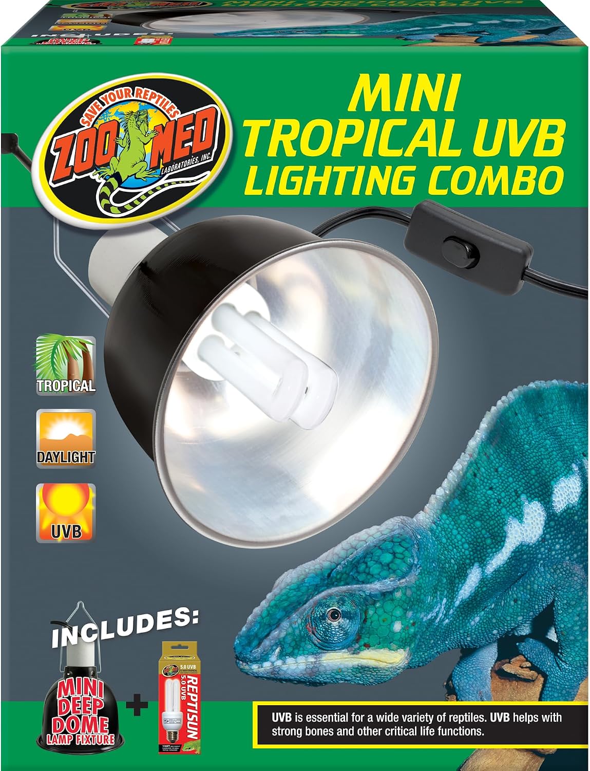 Zoo Med Mini Tropical UVB Lighting Single Combo 100 Watt