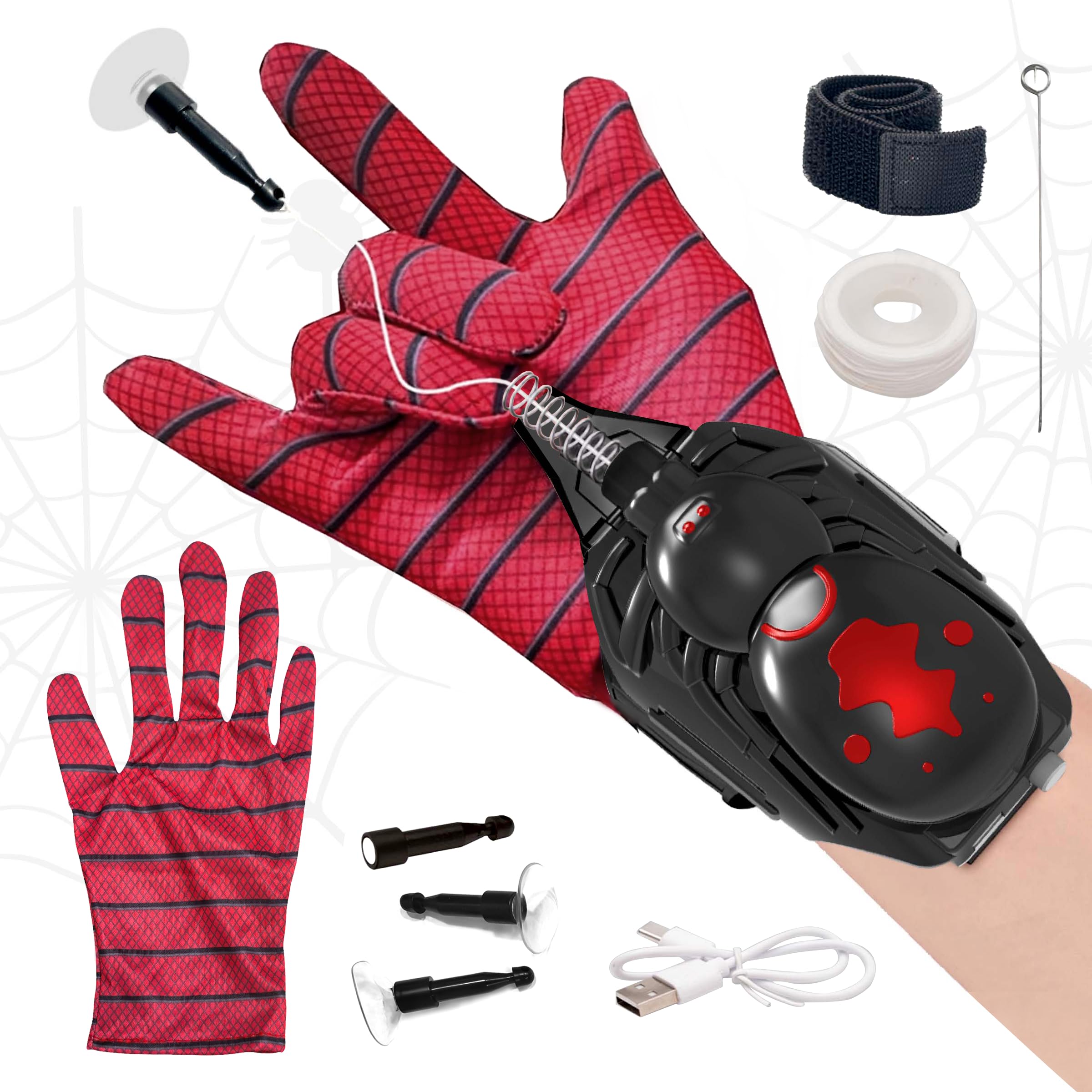 BananMelonBM Spider Web Launcher for Kids, Web Shooters Launch Distance 8Ft, Fun Toys Cool Gadgets Includes 1 Spider Gloves, Superhero Costume Gift for Kid, Boys & Girls