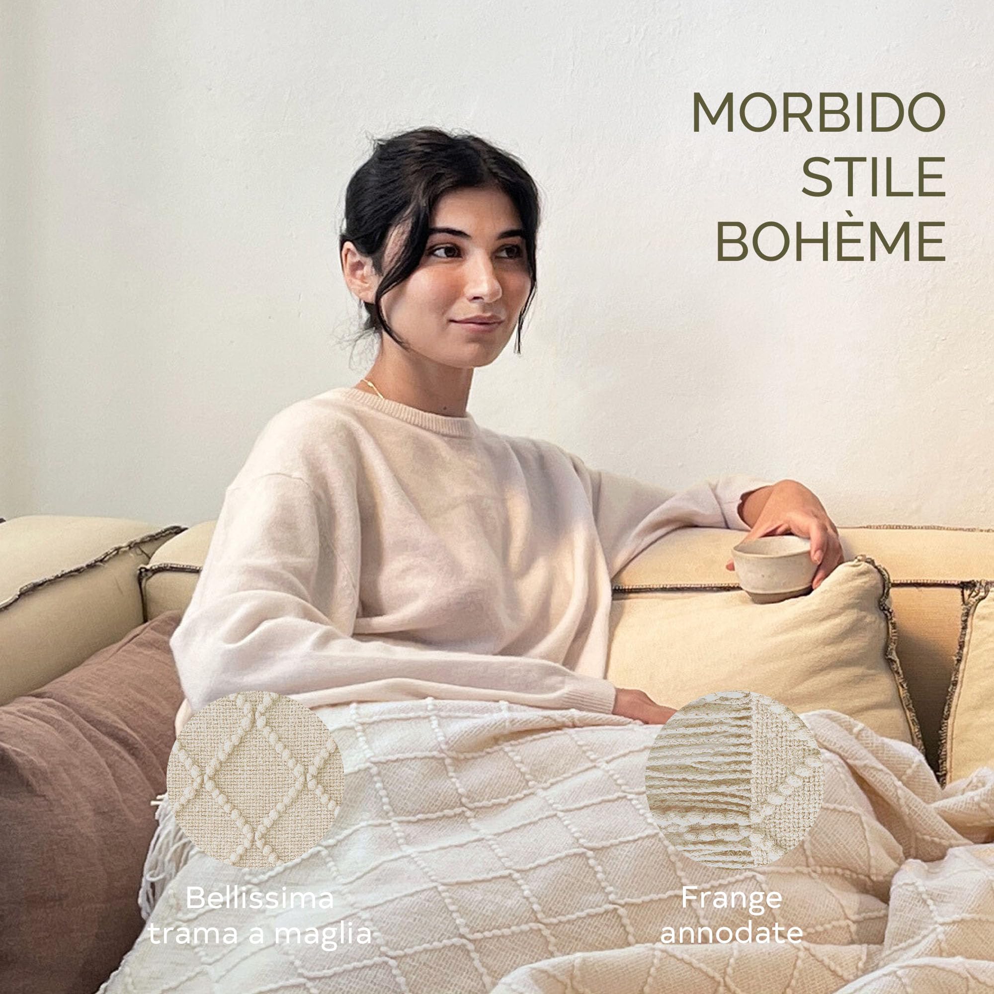 Groenland BOHEM - Coperta elettrica riscaldata, 180 x 130 cm, 9 livelli di calore e timer per spegnimento automatico, morbida coperta elettrica lavabile per divano e letto