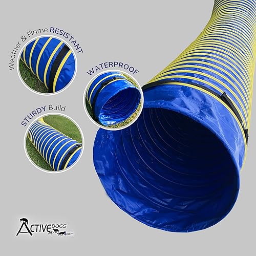 Miniatura 6 de ActiveDogs - Equipo de entrenamiento de agilidad para perros – Túnel de competencia resistente de 12 pies con paso de 4 pulgadas para perros al aire