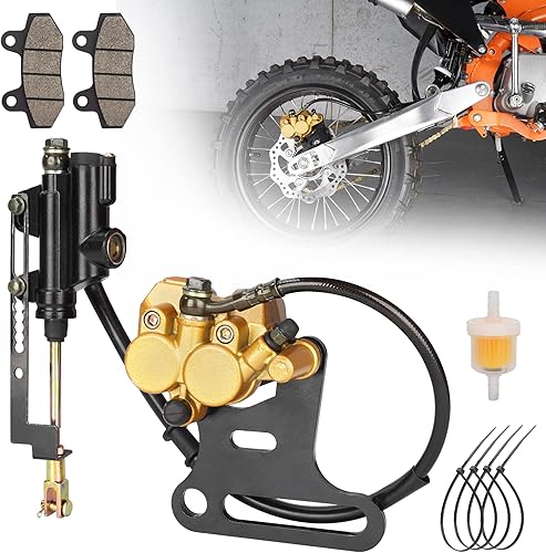 Pinza de cilindro maestro de freno hidráulico de disco trasero de 0.591in con pastillas de freno de repuesto para 70 cc 90 cc 110 cc 125 cc 140 cc