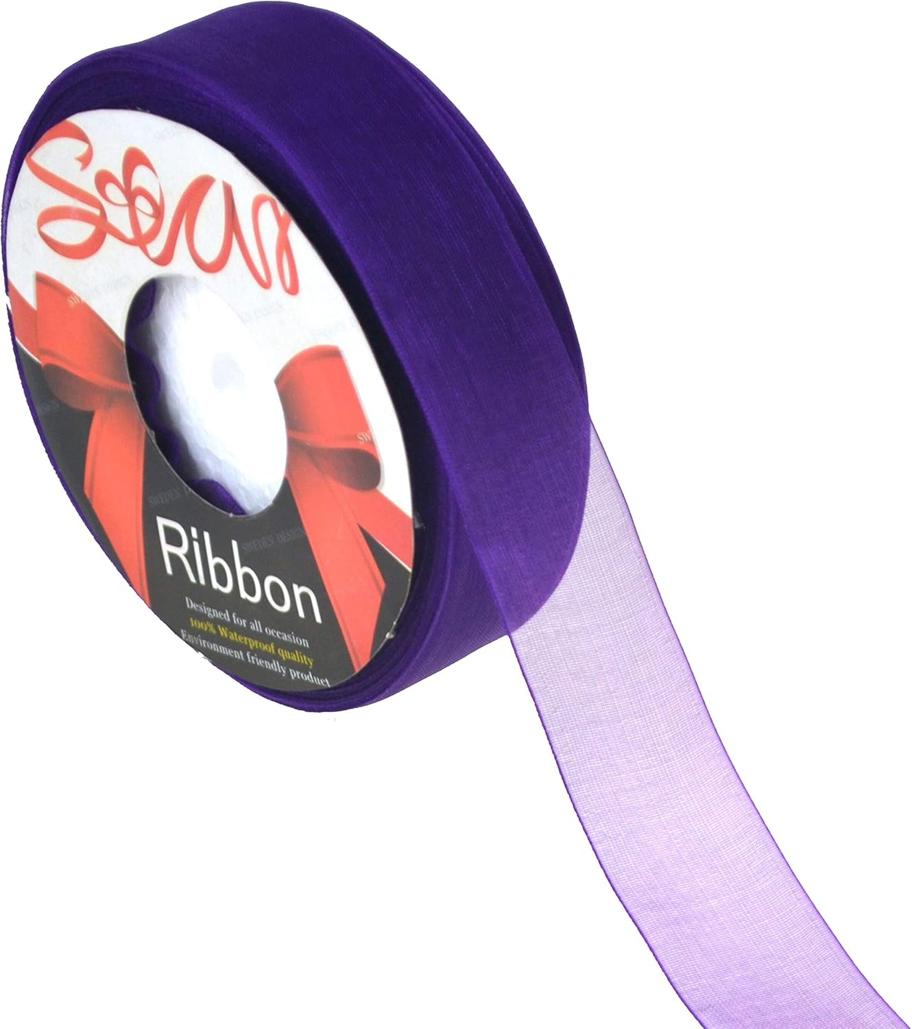 Star Quality 1 Inch Wide Sheer Ribbon by 50 Yard Spool Polyester Organza Ribbon for Floral Arrangement, Wedding Bouquet, Tie and Big DIY Artwork Projects No Fading Woven Ribbon (1 Inch, Purple)