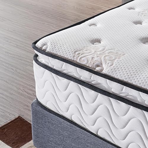 Miniatura 3 de Colchón King de 11.4 pulgadas con parte superior de bolsillo, colchón híbrido de resorte de bolsillo con espuma viscoelástica de resorte interior