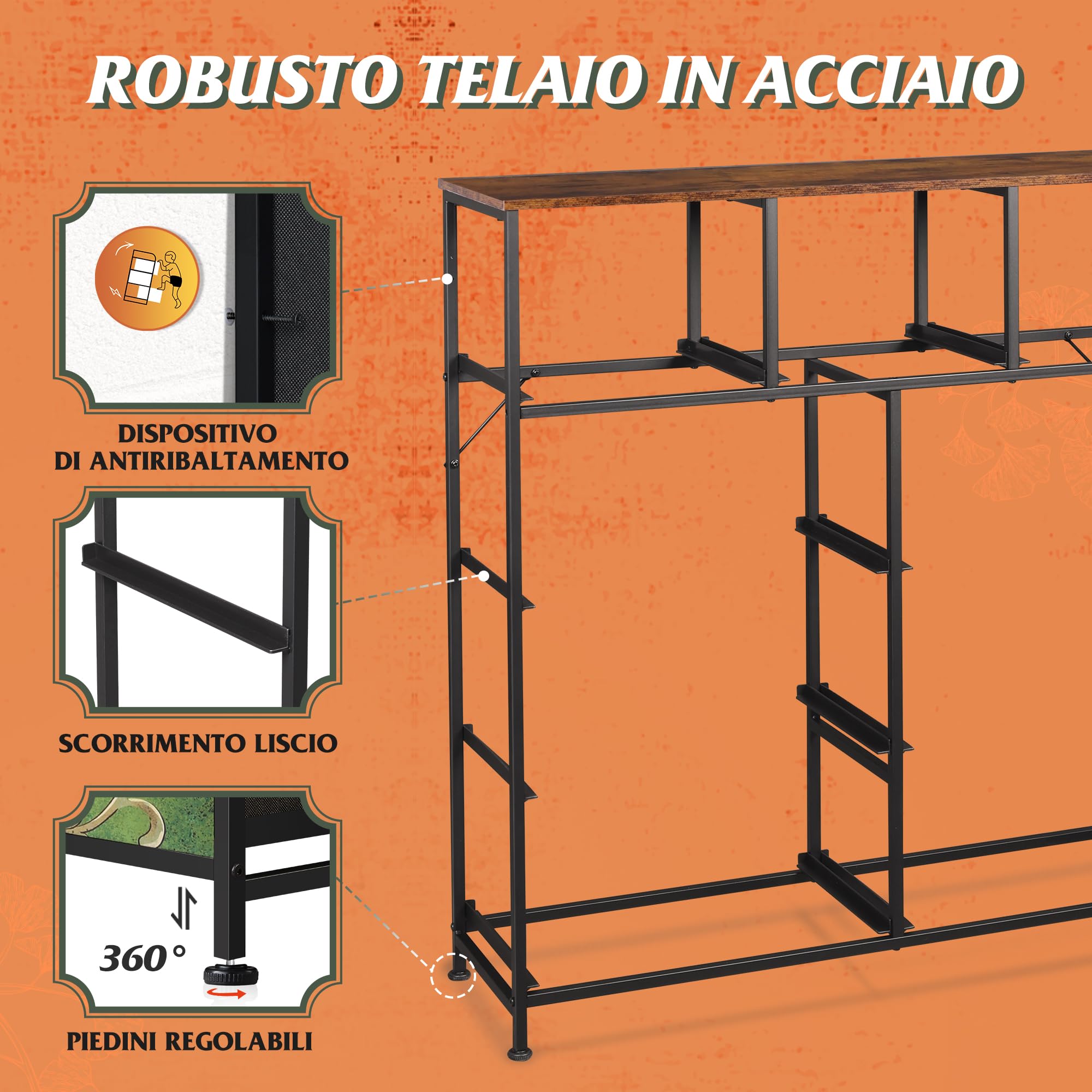 WLIVE Cassettiera in Tessuto con 9 Cassetti, Cassettiera Camera da Letto, Vano Contenitore, Struttura in Acciaio Ideale per Soggiorno, Corridoio, Facile Installare (Boemia, 9 Cassetti)